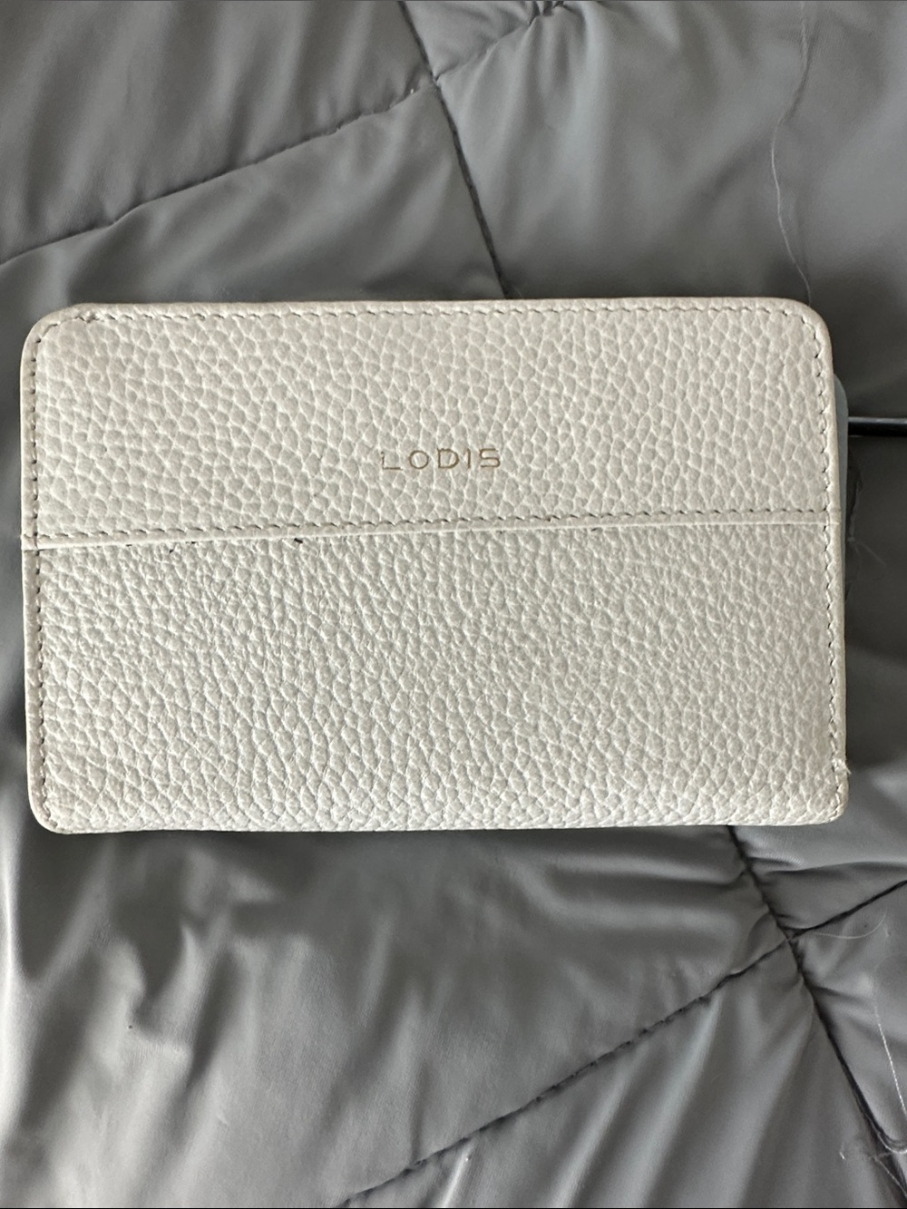 Lodis White Pebbled Leather Zip Wallet